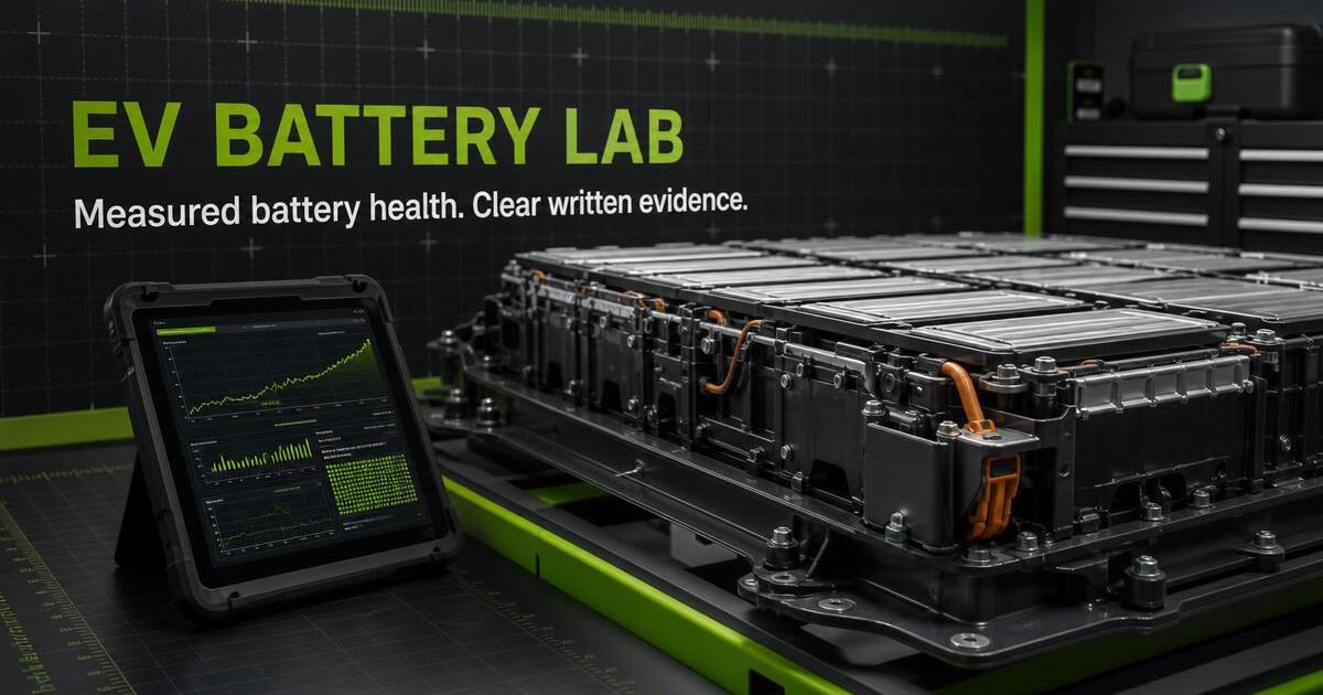 EV BATTERY LAB battery testing equipment and diagnostic display
